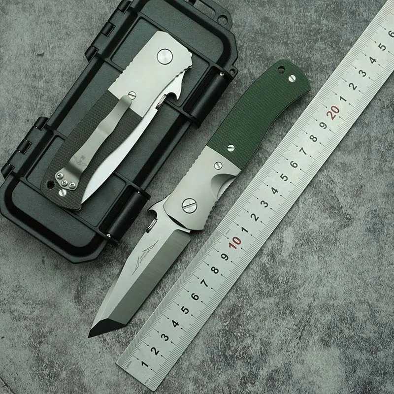 New AUS-10 blade CQC7 wave opening double row ceramic bearing titanium Micarta handle camping hunting EDC tool folding knife X241108