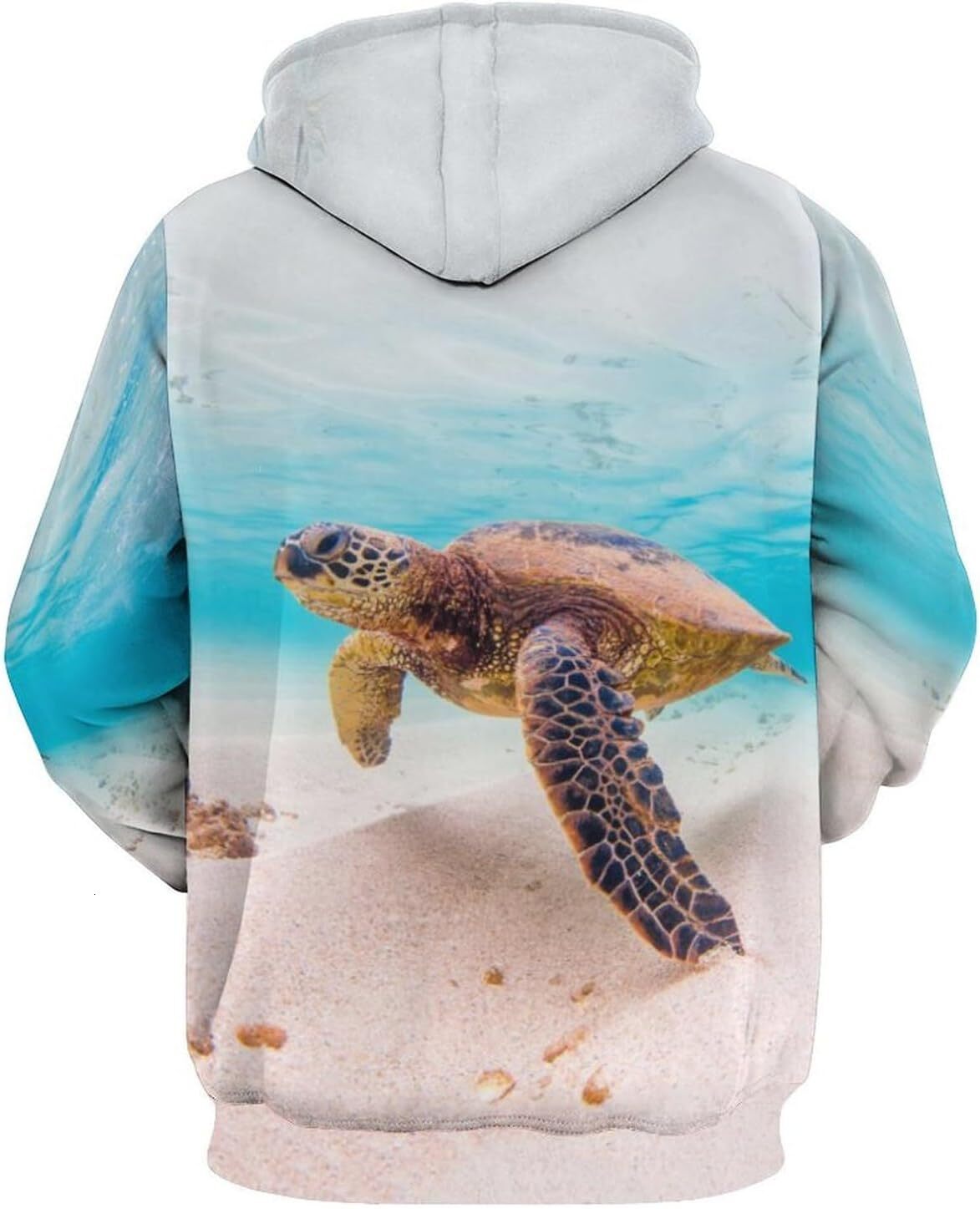 Hoodie for Mens Womens Hawaiian Green Sea Turtle Hoodies for Men 3D Print Pullover Hooded Drawstring Loose Sweatshirt with Big Pockets Graphic