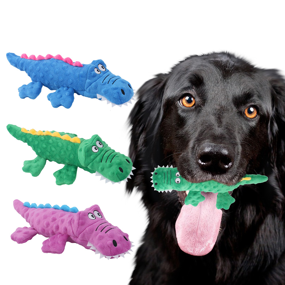 2023 Wholesale New Design Stuffed Crocodile Squeaky Chewing Dog Toys for Playing teeth bite resistant cute cartoon dog toys