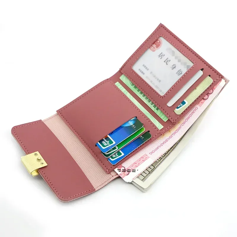 Women's Wallet Credit Card Holder Money Bags Zipper Coin Purse Mini Lightweight Portable Slot Wallets Metal Buckle Purses