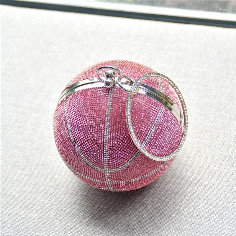Free Shipping Drawstring Ladies Round Evening Bag Rhinestone Shiny Basketball Purse And Handbags For Women 2024 Dia Ball Clutch Designer Bag Luxury Ba