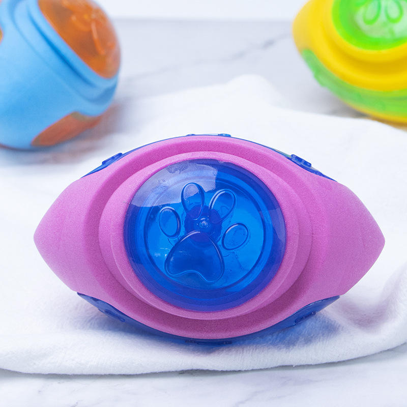 New TPR Toy Dog Boredom Toy Ball Sound Shiny Grinding Teeth Bite Resistant Wear Funny Rugby Ball Football
