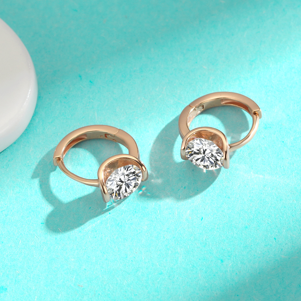 VVS D Color 1ct Moissanite Dia Hoop 14 Rose Gold Plated S Sier Stud Earrings For Women Fine Jewelry
