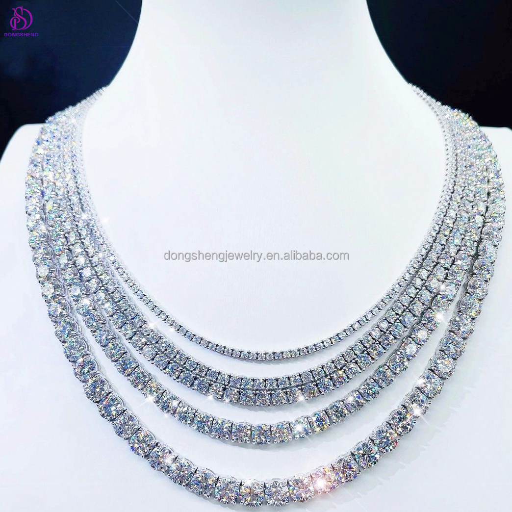Hip Hop Dia Jewelry 4mm 5mm 6mm Necklace Sier/10k/14k/ Vvs Moissanite Tennis chain