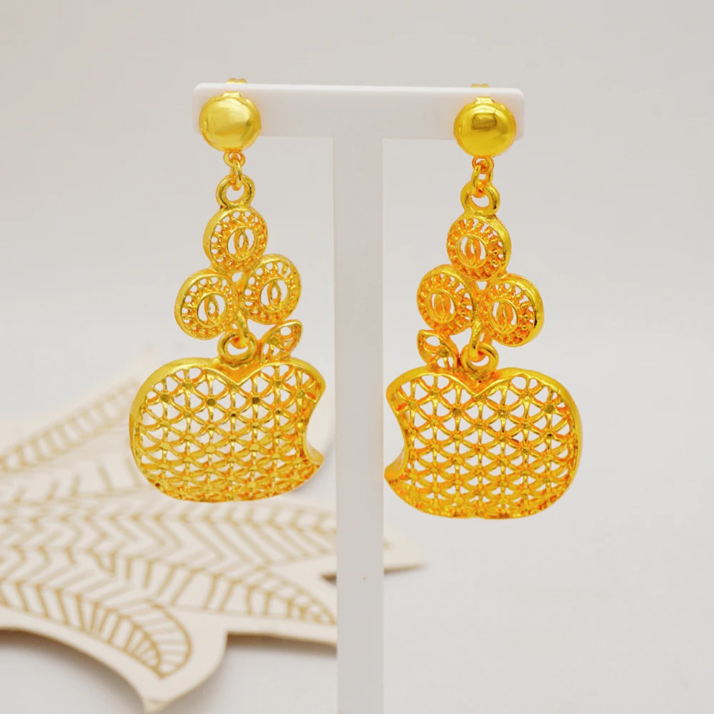 Fashion Necklace Earrings Jewelry Set Dubai Gold Color French For Women Bridal Wedding Arab African Party Gifts 241107