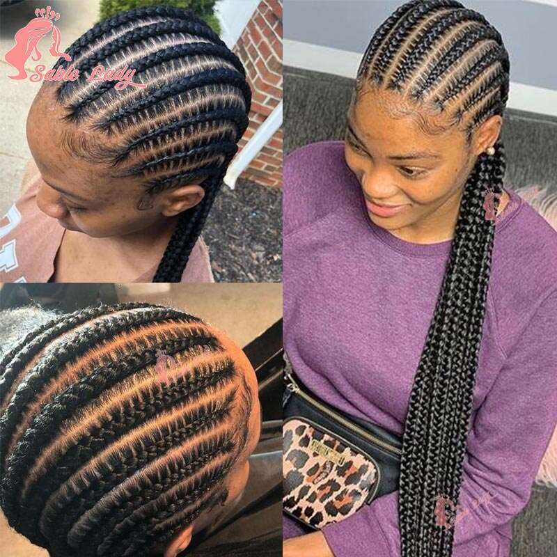 Synthetic Full Cornrow Box Wig 36Inch Lace Front Jumbo Braided For Africa Women 11 Trac Braiding Wigs