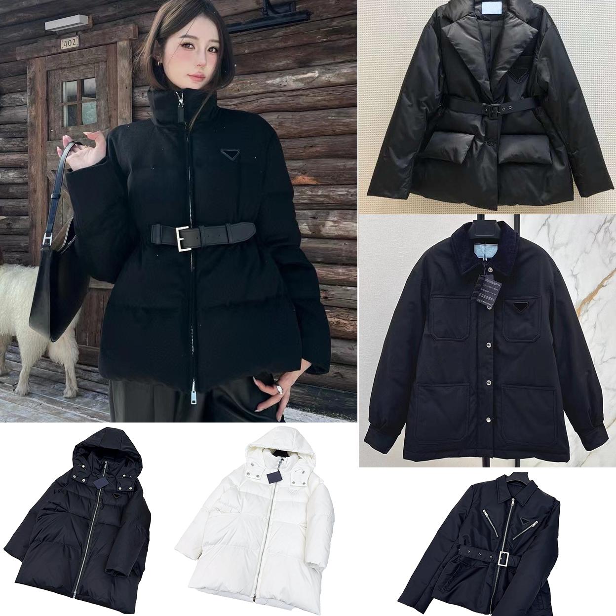 Designer Women Down Coat Winter Hooded Coat Lightweight Warm Parkas Classic Inverted Triangle Mid-Length Coat Asian Size S M L