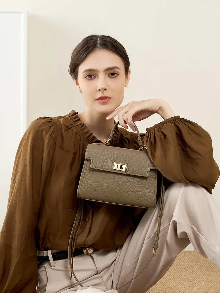 2024 New Popular Versatile Cowhide Premium Genuine Kelly Mini Crossbody Handheld Small Bag Women's Classic