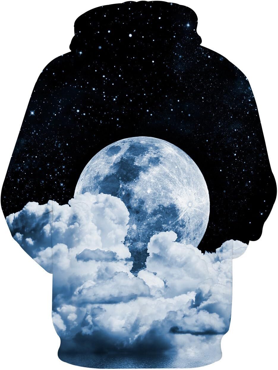 Hoodie for Mens Womens Unisex 3D Novelty Hoodies for Men Women Cool Graphic Pullover Sweatshirts with Pockets Graphic Trendy Night Starry Sky Pattern