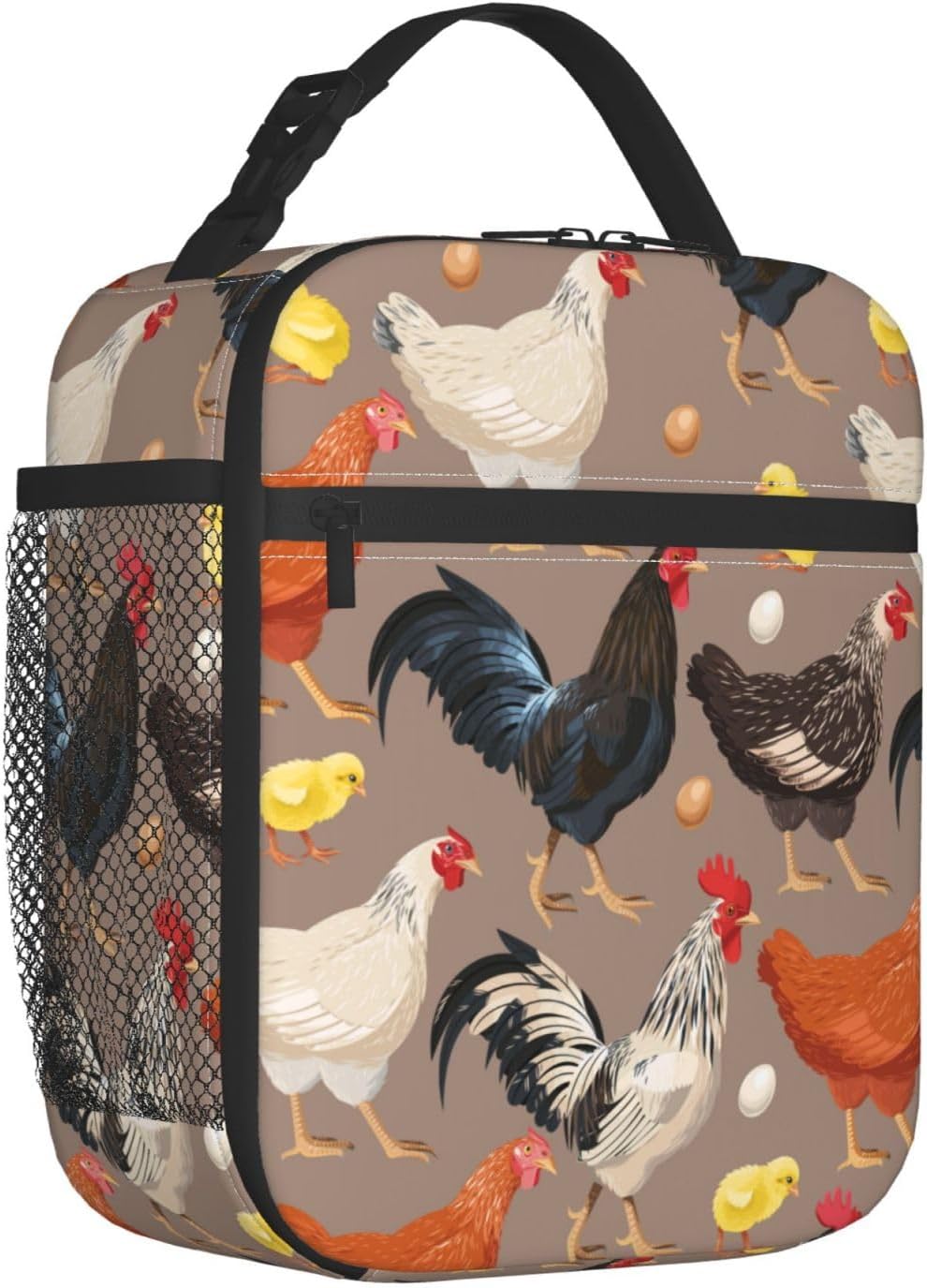 Chicken Lunch Box for Work Picnic School Travel Hiking Beach or Fishing Polyester Animal Chicken Theme Lunch Bag