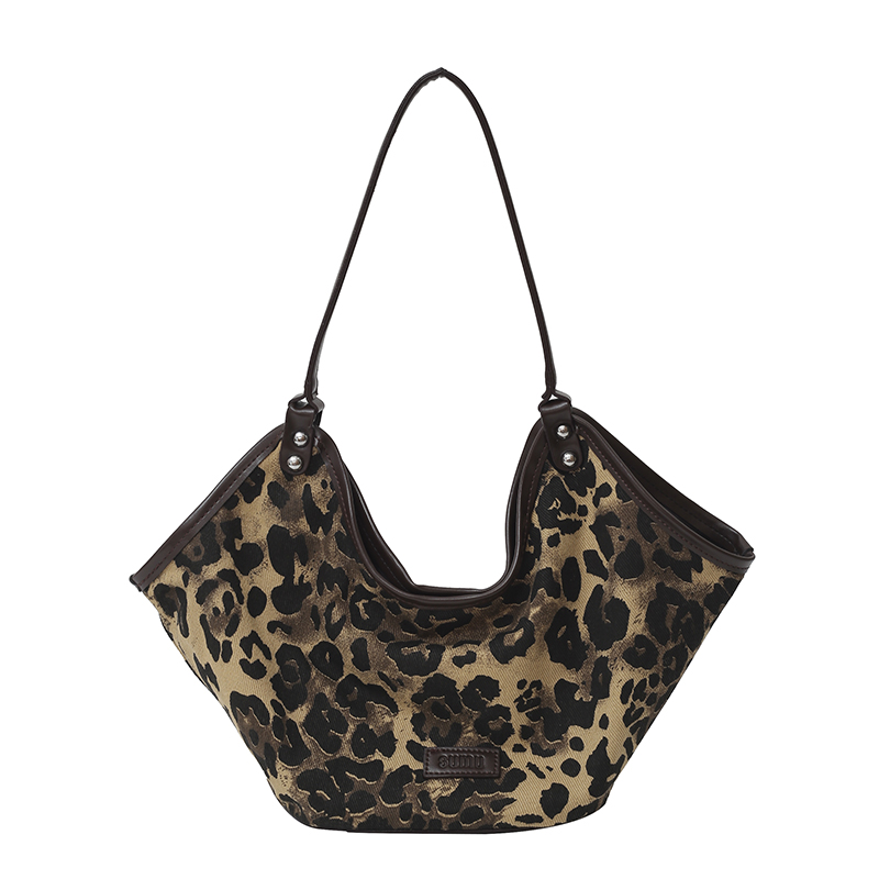 Shoulder Bag for Women Leopard Handbag PU Leather Large Capacity Trendy Tote Bag for Commuting Travel