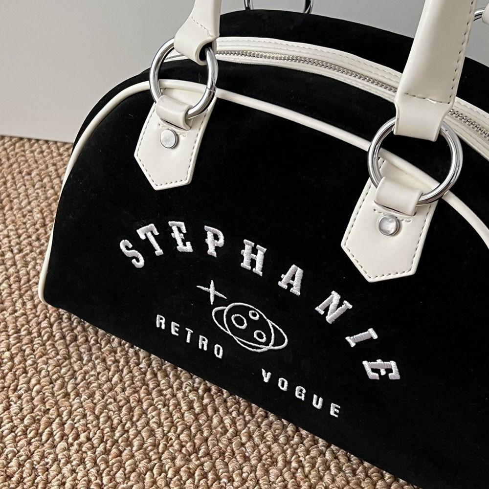 Portable PU Leather Boston Bag Suede Solid Color PU Bowling Bag Large Capacity Velvet Baseball Bag Travel