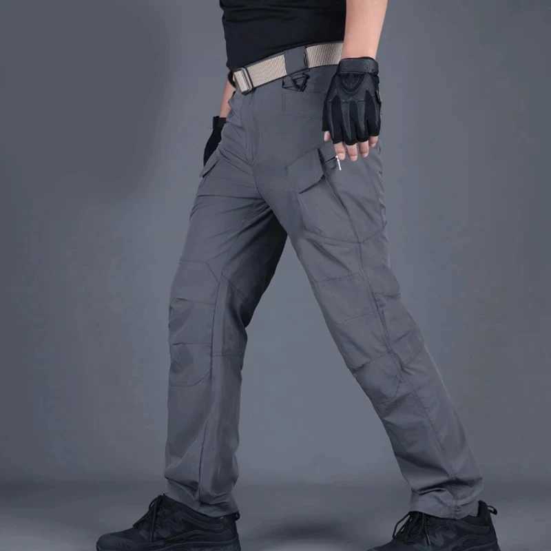 Quick drying pants for mens tactical pants ultra-thin breathable military fan pants training pants outdoor work pants LX241107