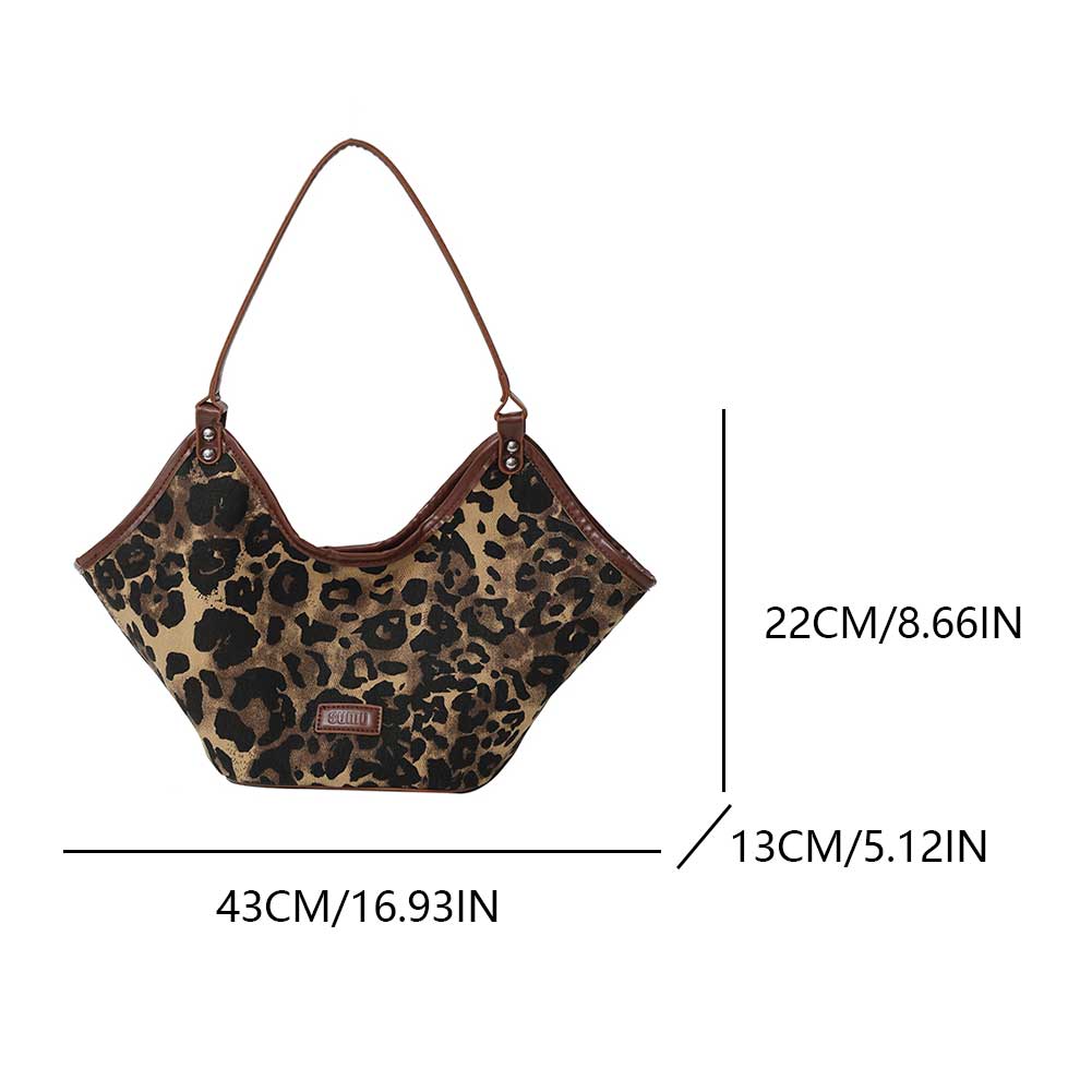 Shoulder Bag for Women Leopard Handbag PU Leather Large Capacity Trendy Tote Bag for Commuting Travel