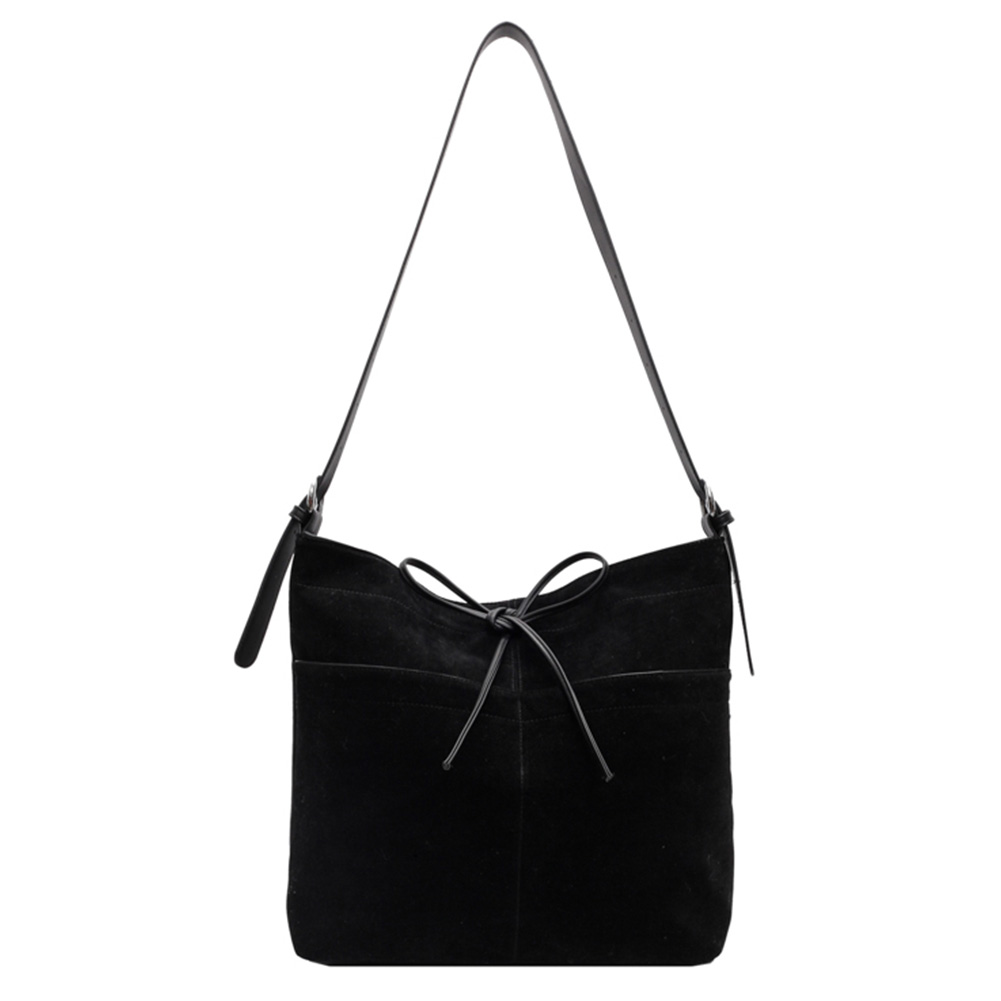 Handbag PU Leather Adjustable Strap Crossbody Bag for Women Bow Bucket Bag with Zipper Satchel Bag for Work Travel
