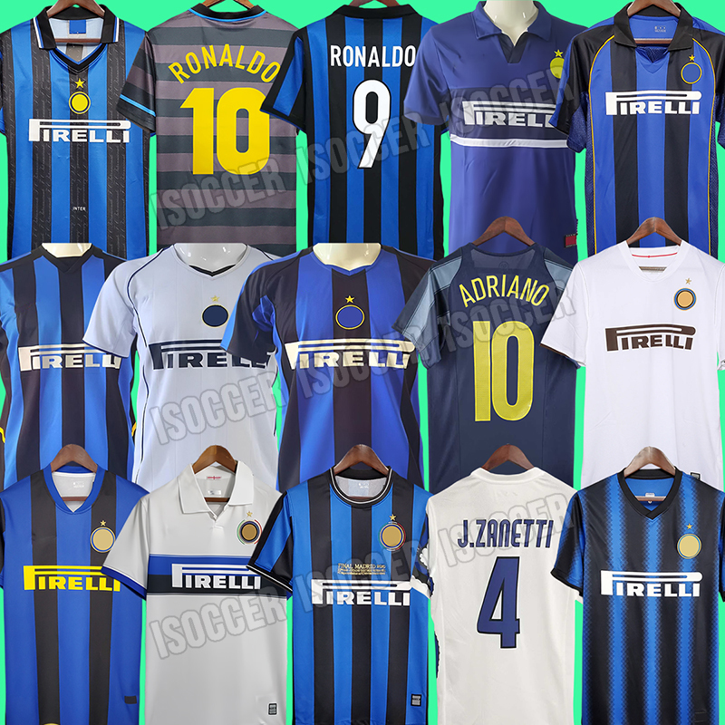 inter retro soccer jerseys 88 89 90 91 92 93 94 95 96 97 98 99 00 01 02 03 04 05 06 07 08 09 10 Ronaldo Figo ADRIANO Stankovic ZANETTI milans vintage football shirt long