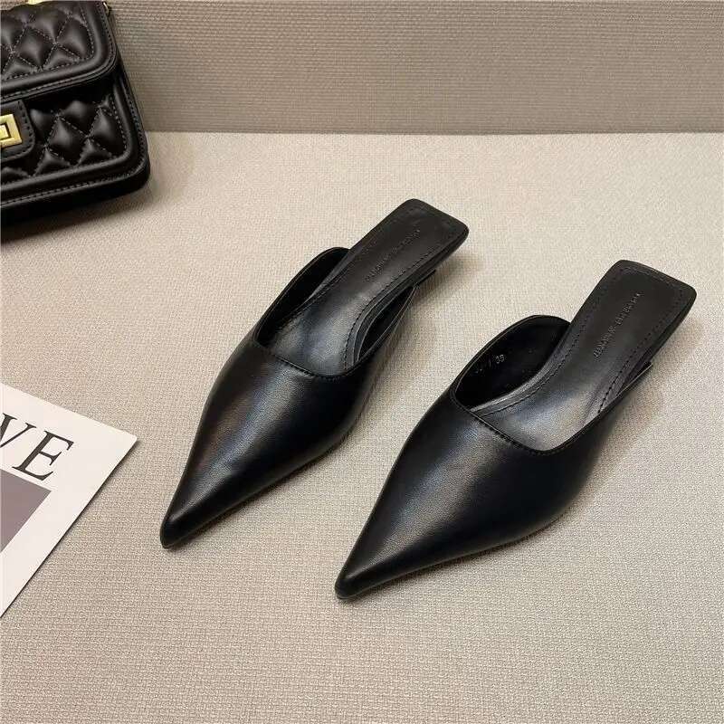 Summer Low Heel Sandals White Rubber Slides Mules Shoes for Women 2024 Outside Woman Slippers Normal Comfortable