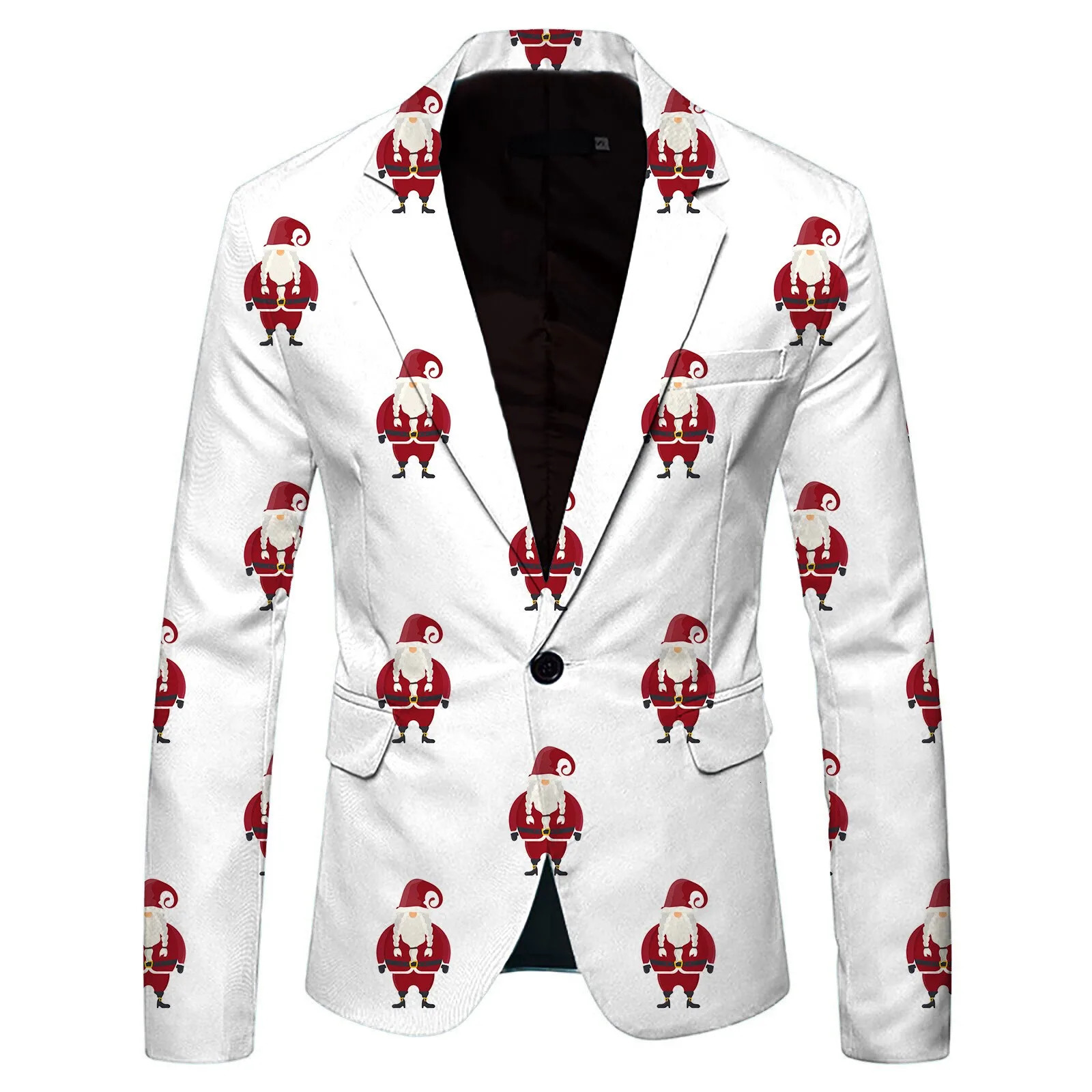 Mens Blazers Christmas Cartoon Santa Snowman Printed Loose Single Breasted Lapel Casual Party Fashion Suit Jacket Male Tops 241108