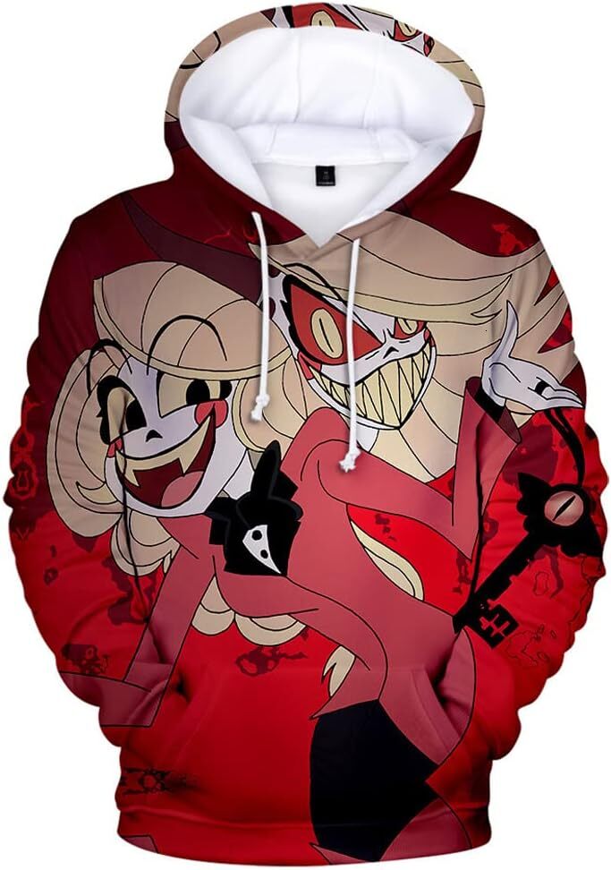 Hoodie for Mens Womens Unisex Hazbin Hotel Hoodies Alastor Costume Hooded Sweatshirts Angel Dust 3D Pullover Sweater Graphic Cute pattern