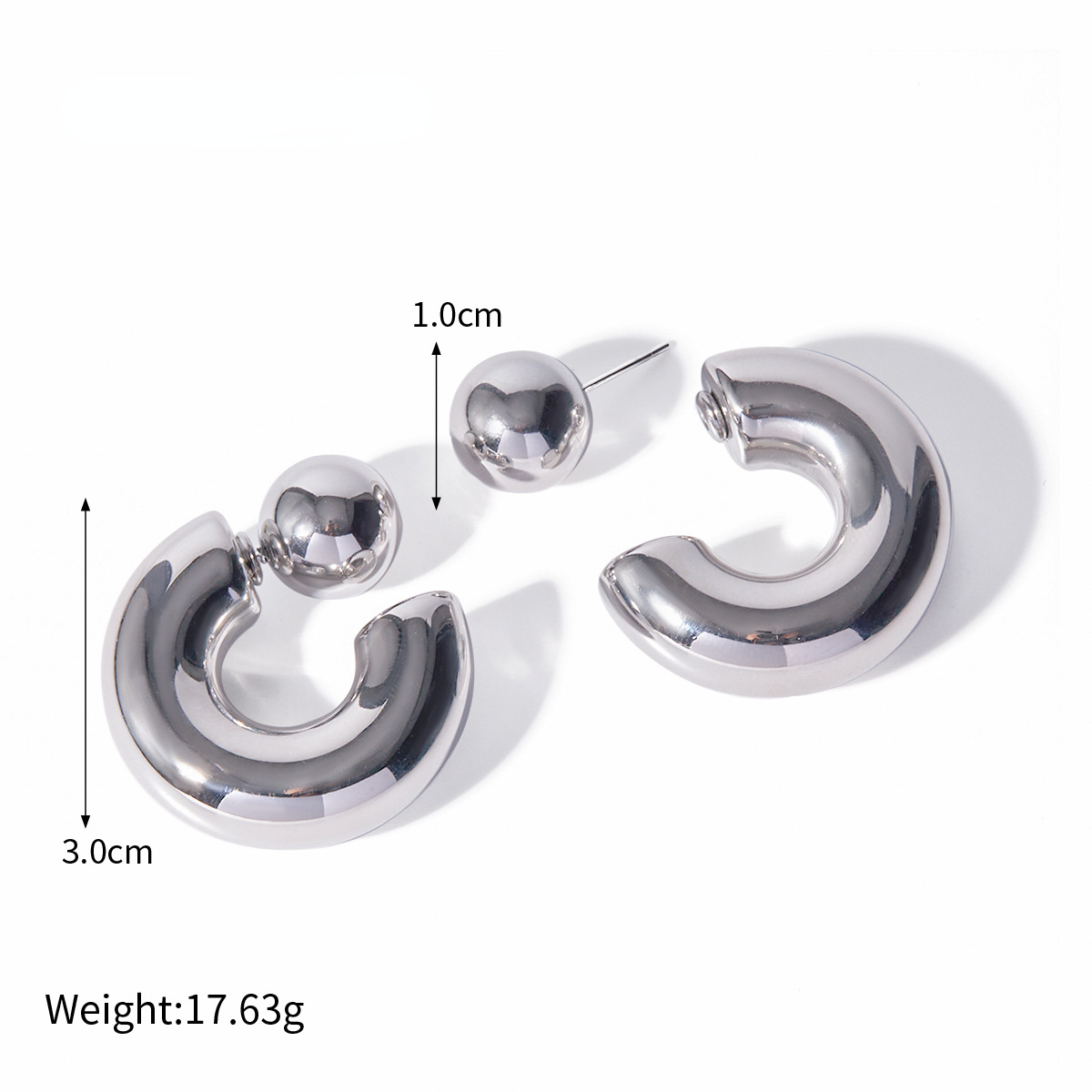 18k Gold-plated Fashionable Earrings for Women Exaggerated Female Personality Round Stainless Steel Earrings Factory Wholesale