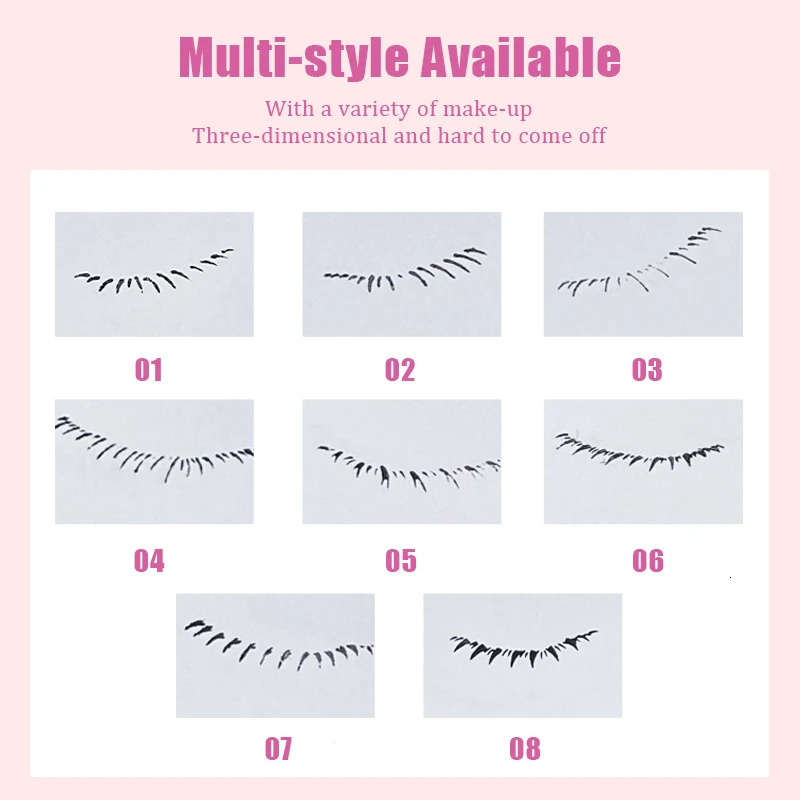 8 pairs of natural simulated fake eyelash stamps DIY eyelash makeup application multi style eyelash template tool 241107