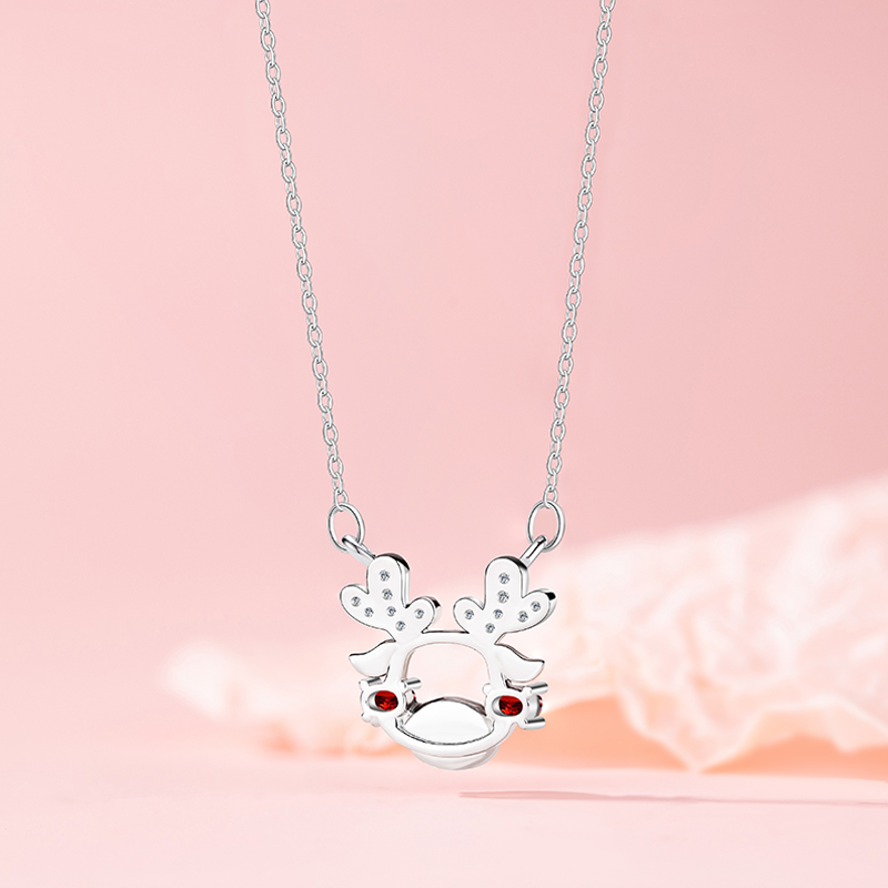 Elegant Women's Christmas Deer Pendant Necklace with Original Design
