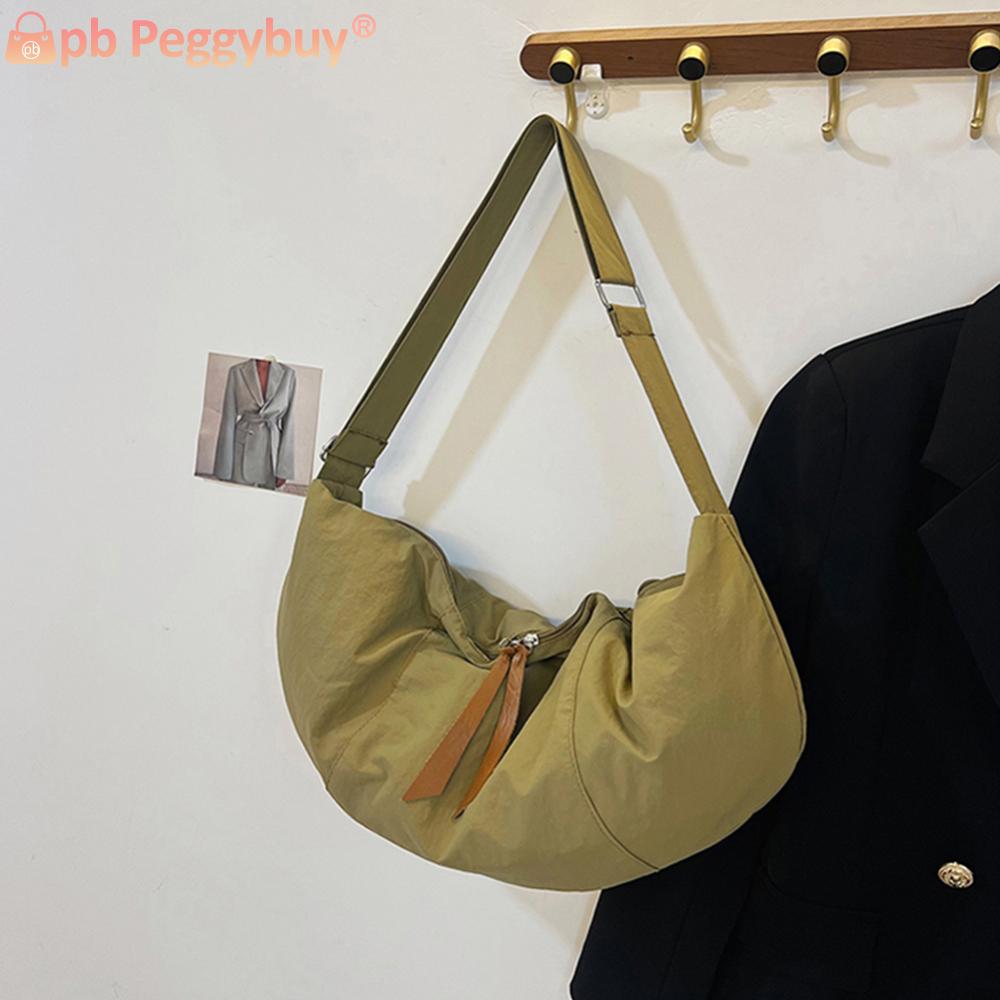 Women Dumpling Bag Half Moon Bag Adjustable Strap Travel Sling Bag Zip Closure Solid Color Shoulder Bag Hobo Sling Bag