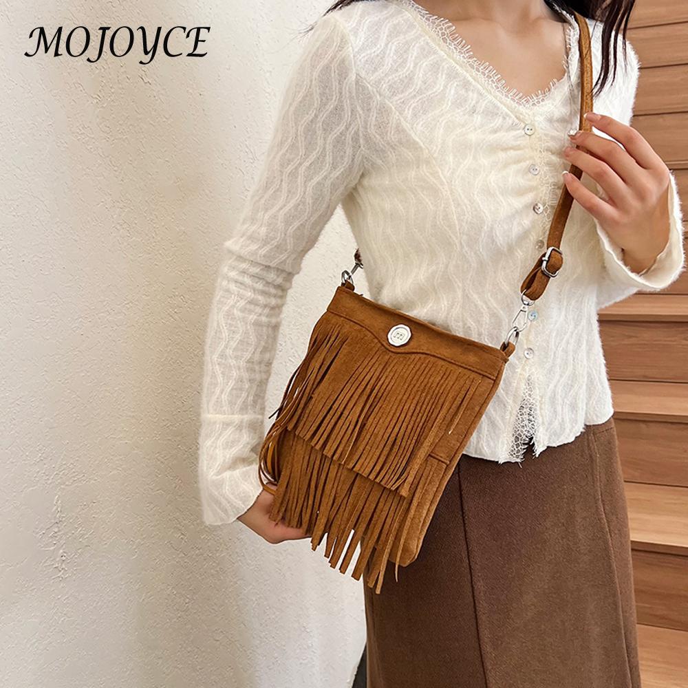Retro Fringe Shoulder Bag Large Hobo Bag Tassel Crossbody Bag Crossbody Purse Messenger Bag for Women Work Shopping Travel