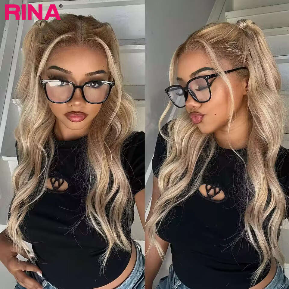 Brown Root Ash Straight 13X4 13X6 Frontal Human Hair Wigs Transparent 180 Density Ombre Blonde 5X5 Lace Closure