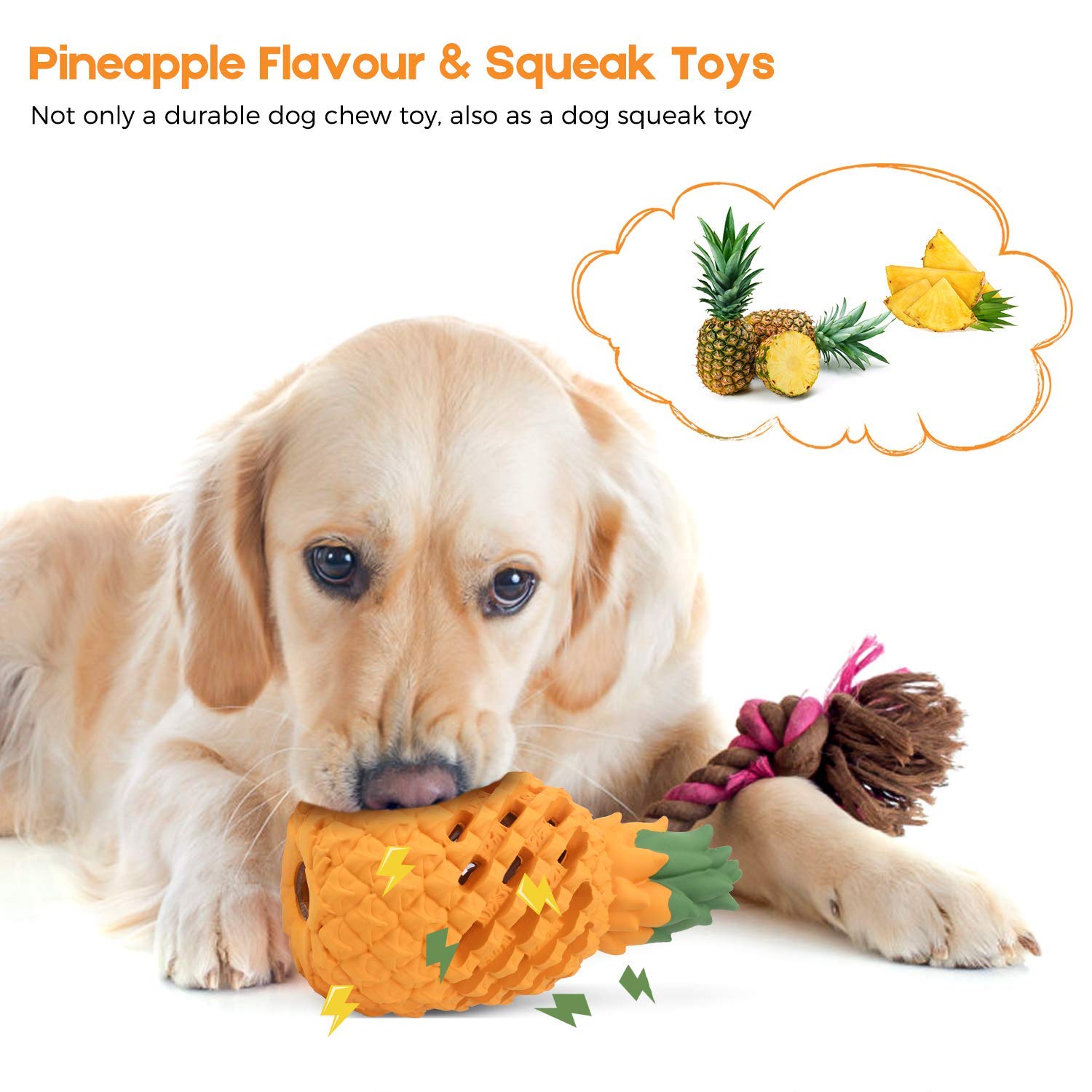 Non-toxic Pet Toy Cleaner Pineapple Dog Chew Toys Indestructible Durable Rubber Pet Dog Toy