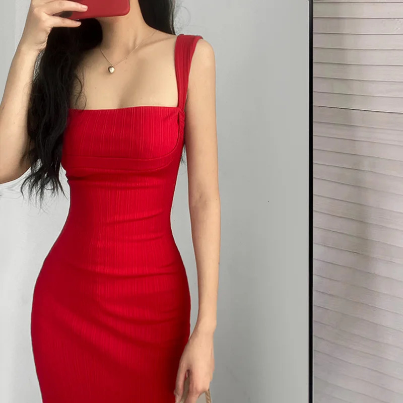 WOMENGAGA Red Dress Mini Summer Sexy Short Female Dress Elegant Sexy Korean Women Dresses Sweet 94S6 240319