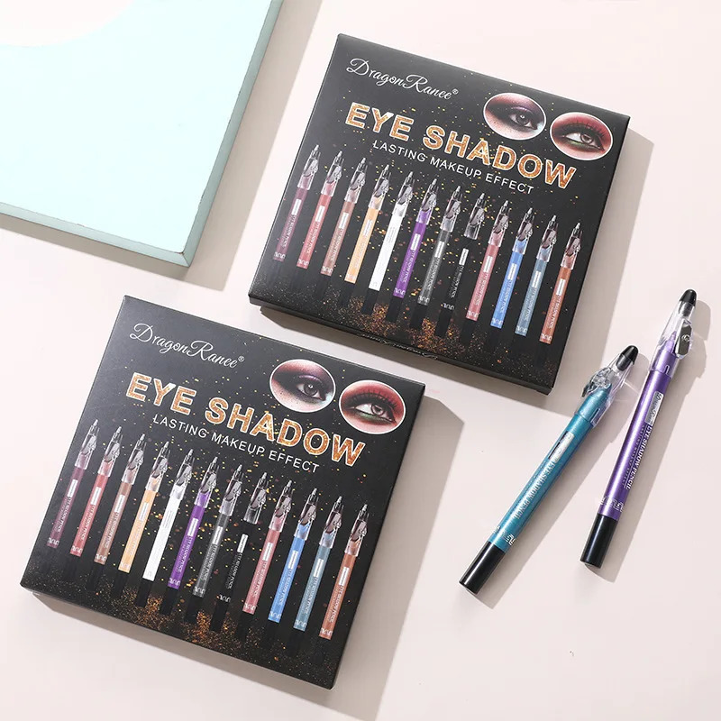 12 pieces/set durable anti sweat eyeliner eye shadow pencil set durable eyeliner pigment waterproof eye shadow makeup tool 241107