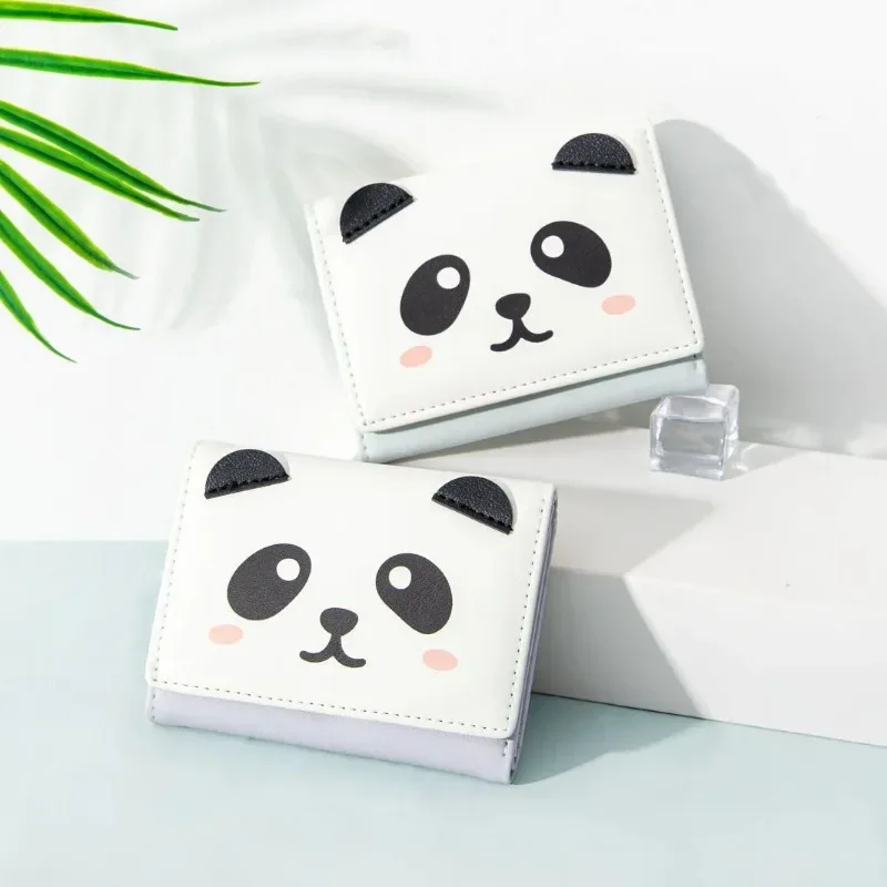 Cute Panda Small Money Clip Pocket Wallets for Students Mini Coin Purse Ultra-thin Small Buckle Card Bag Billetera Para Hombres