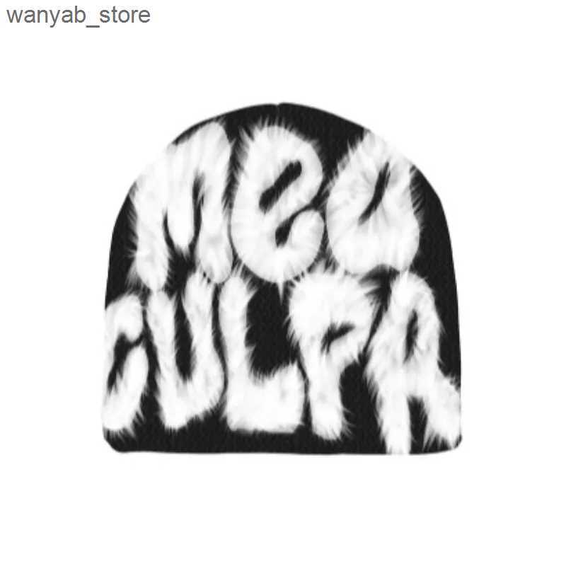Beanie/Skull Caps Beanie Quality Rabbit Fur cashmere Cap Hoods Beanies Y2K Men Women Hat Kpop Ins Net Red Design Caps Hats Winter L240910 L0910