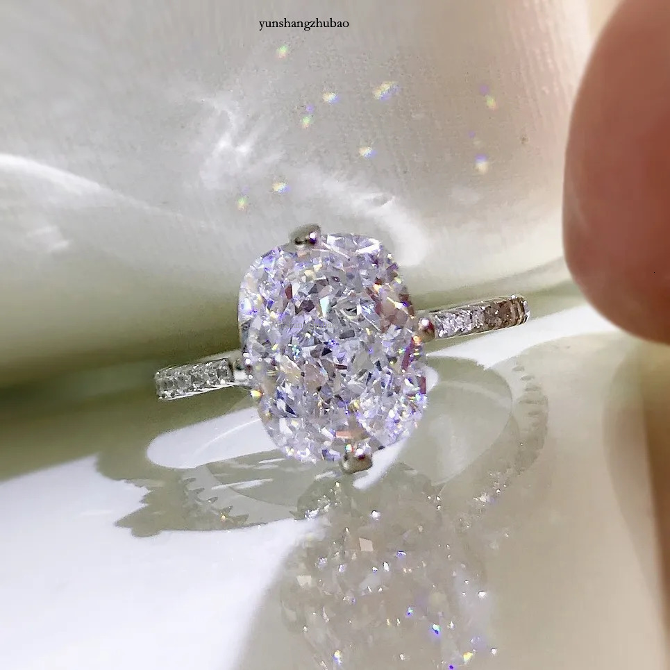 Cushion Cut 8*10mm Moissanite Dia Ring 100% Real sterg sier Party Wedding band Rings for Women Engagement Jewelry