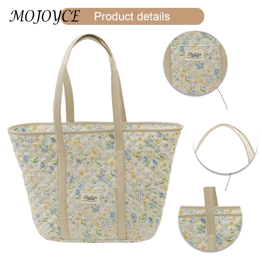 Satchel Purse for Women Quilted Top-Handle Purse Cotton Padded with Zipper with Inner Pockets Hobo Bag for Travel Work