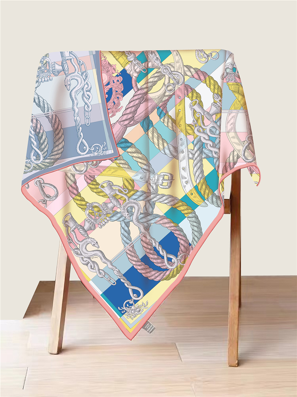 Double Faced Print Scarf 90cm Women Hand Rolled Edge Shawls 90 Silk Scarfs Square Big Handmade Neck Foulard Femme Bandana Tops Bag Belt Accessories