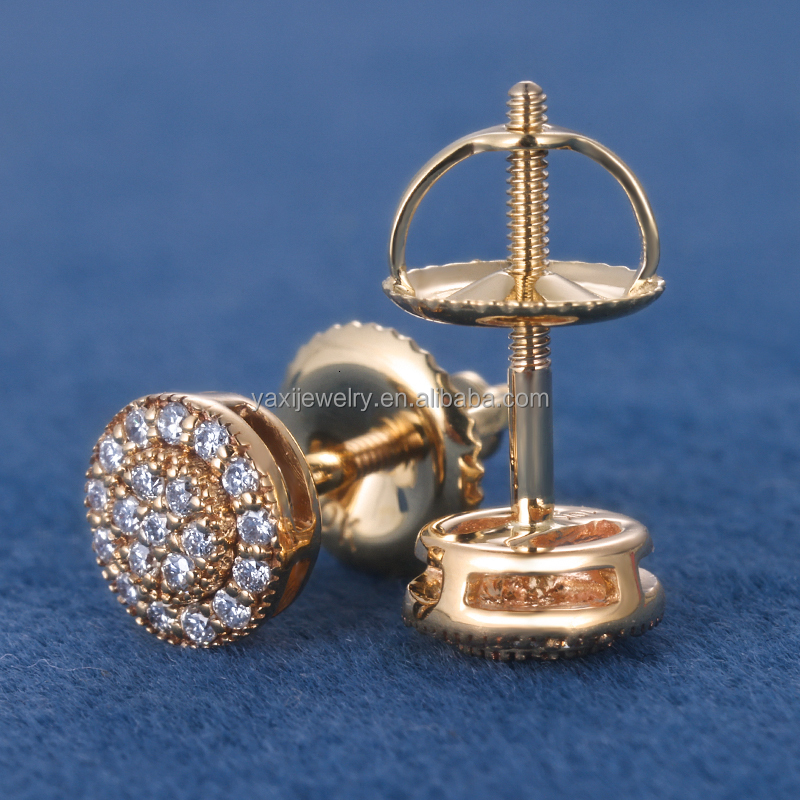 Fine Jewelry S Sier 9k 10k 14k Soild Gold D VVS Moissanite Lab Grown Dia Round Stud Earrings For Women Men
