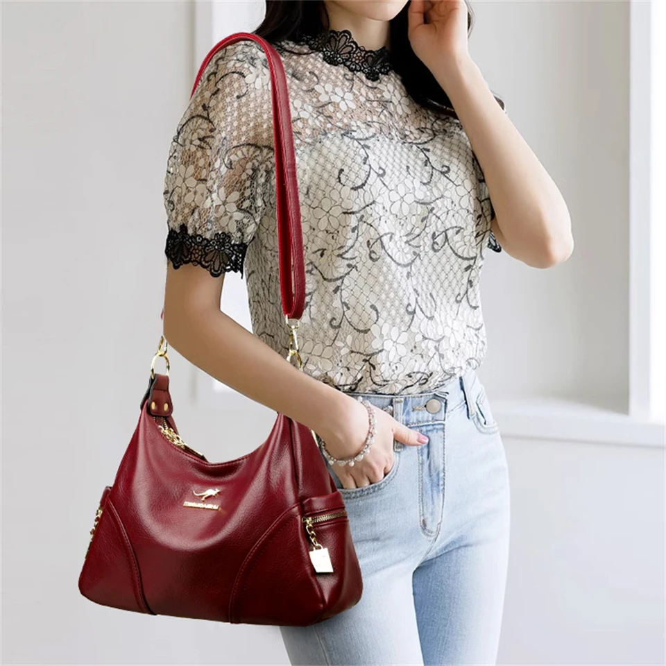 Vintage Leather Shoulder Bag For Women Luxury Women’s Large Capacity Handbag Casual Shoulder Bag Fashionable Versatile Bag