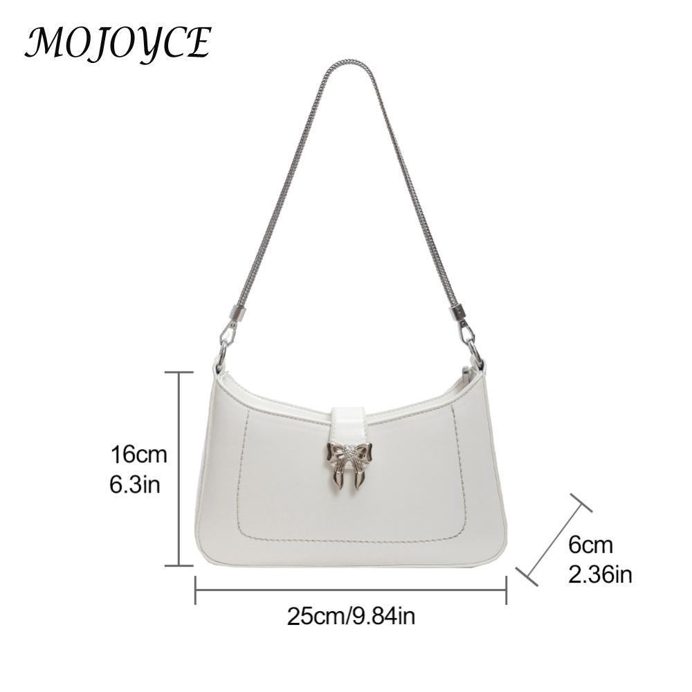 Fashion Bowknot Crossbody Bag PU Leather Clutch Tote HandBag Zipper Closure Underarm Bag for Women Work Shopping Travel