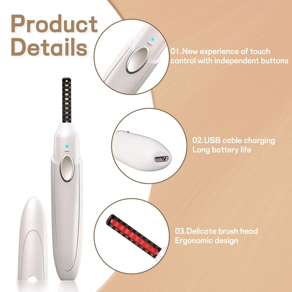 Electric eyelash curler is a portable natural eyelash curler device that heats up quickly within 10 seconds. Rechargeable eyelash curler 241107
