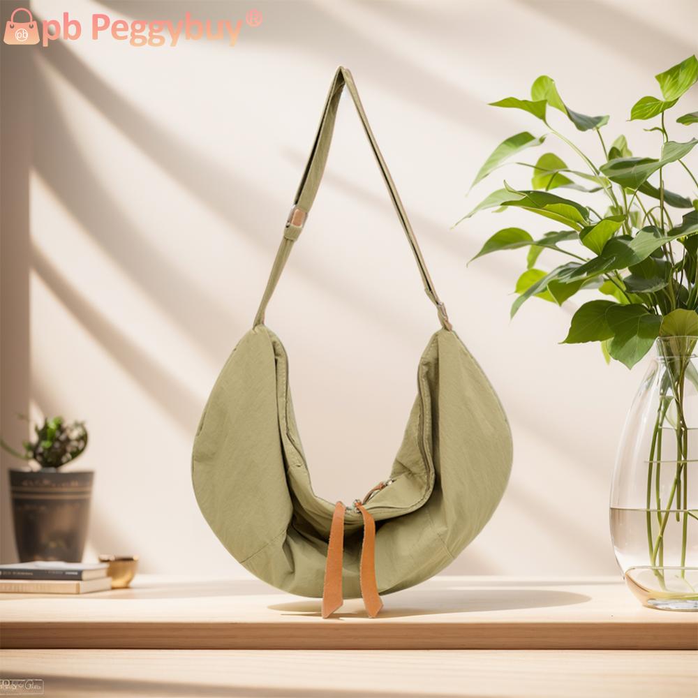Women Dumpling Bag Half Moon Bag Adjustable Strap Travel Sling Bag Zip Closure Solid Color Shoulder Bag Hobo Sling Bag