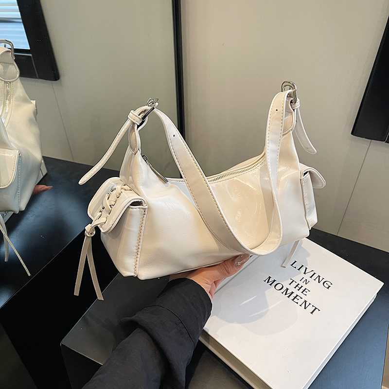 Punk Style Shoulder Bag Y2K Hobo Handbags PU Leather Clutch Purse Adjustable Strap for Women Girls