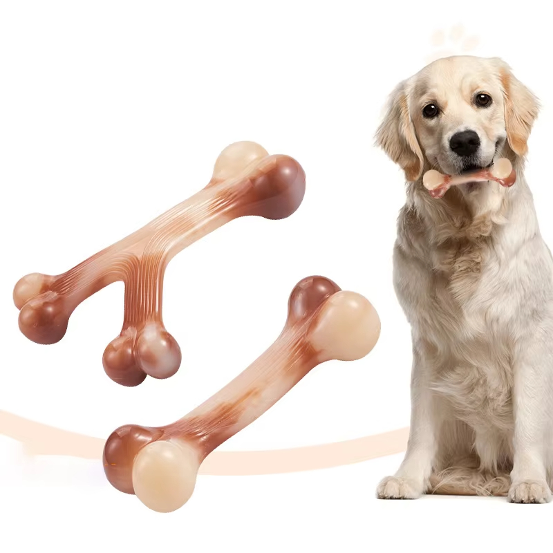 Dog Toys Non-Toxic Puzzle Interactives Chewing Tough Dog Cleaning Teeth Toys Dog Chew Bone Toy Customizable colors