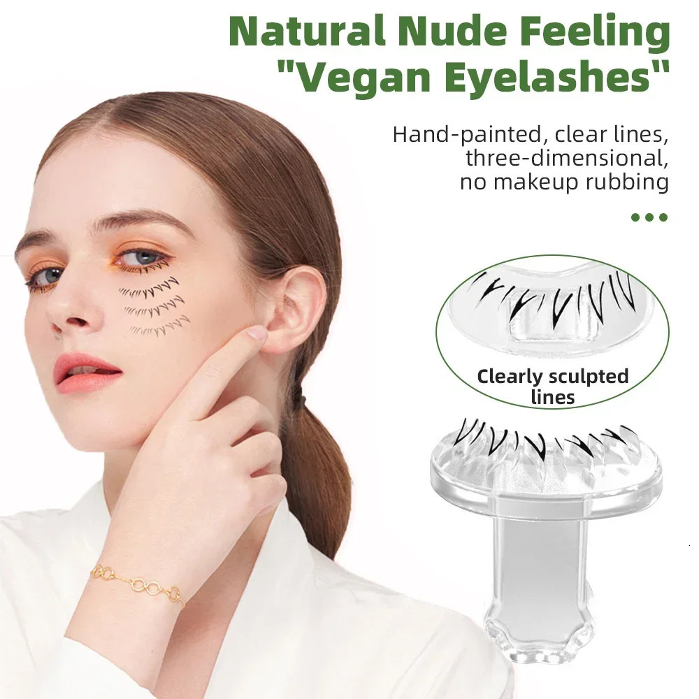 Silicone eyelash seal template with handle seal Natural simulation eye black makeup tool Quick makeup eyelash template seal 241107