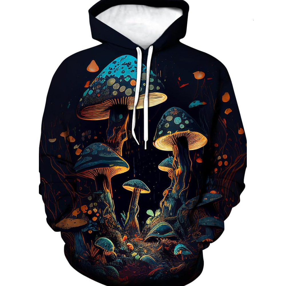 Hoodie for Mens Womens Funny Mushroom Hoodie Fungi Graphic Sweatshirt Graphic Hoodies sweatshirt Pullover Long Sleeve Fashionable and cute planet patt