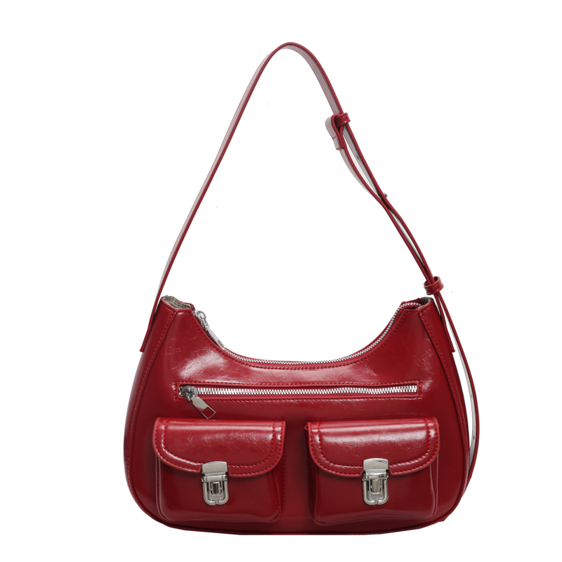 Women Stylish Crossbody Bag Large Capacity PU Underarm Bag Casual Satchel Bag Adjustable Strap Multi-pockets Outdoor Travel Bag