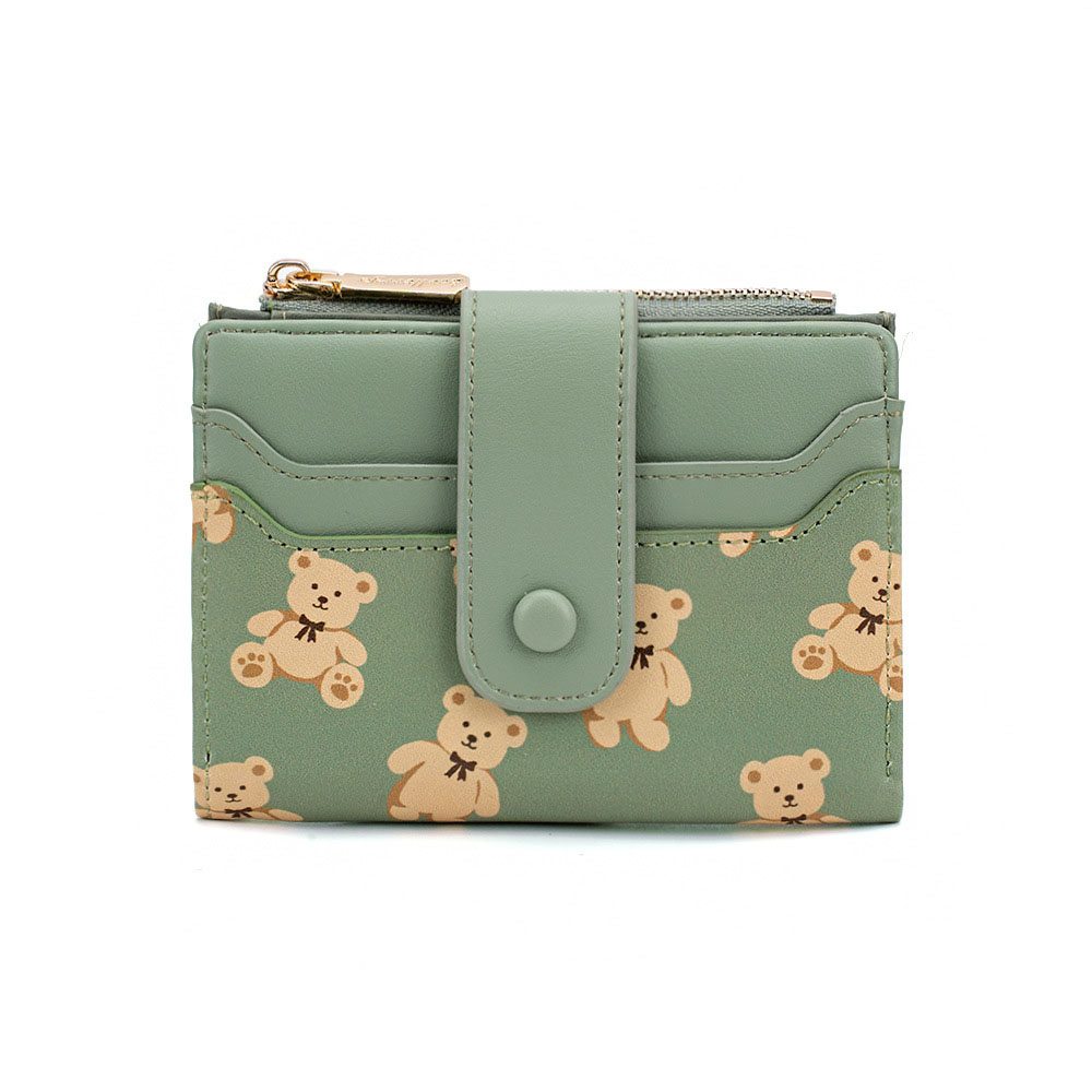 Women's Cartoon Teddy bear Wallet With Large Capacity Snap Closure Coin Pocket, Foldable Multi-Functional Clutch Handbag