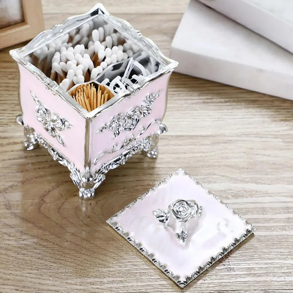 Attractive Cotton Swab Container European Style Long Lasting Charming Organizer Box Household Supplies 240327