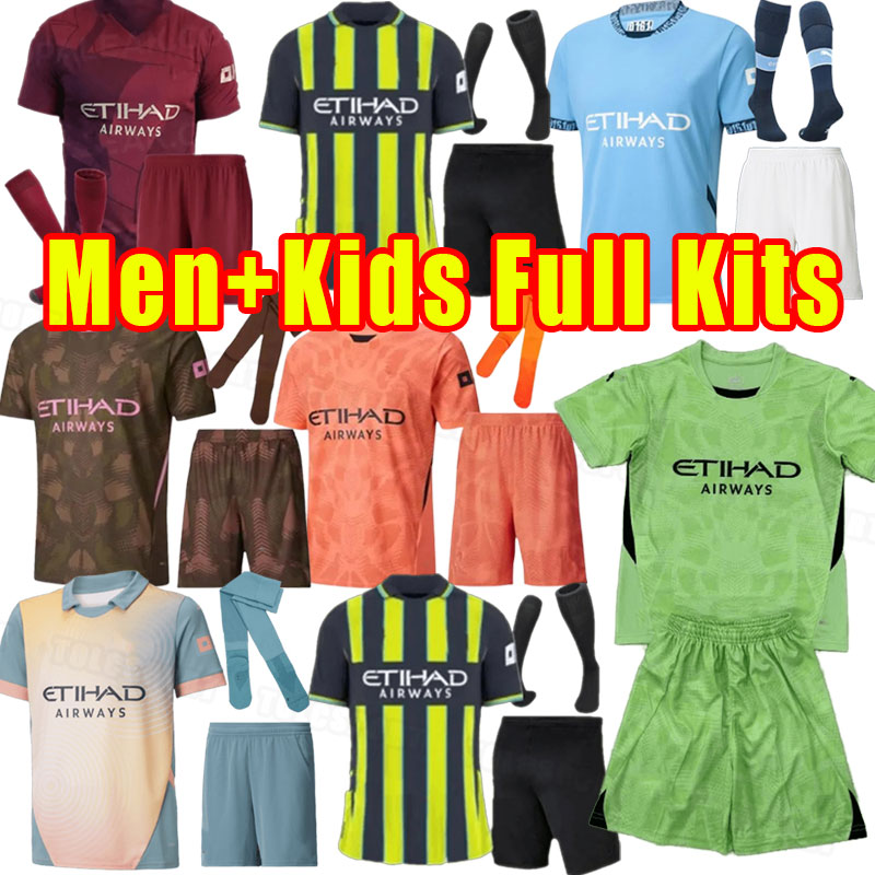 Full Set Socks Man city soccer jersey Adult Kids DE BRUYNE GREALISH STERLING FODEN BERNARDO football shirt G.JESUS MAHREZ haaland 2024 goalkeeper shorts child Men 25